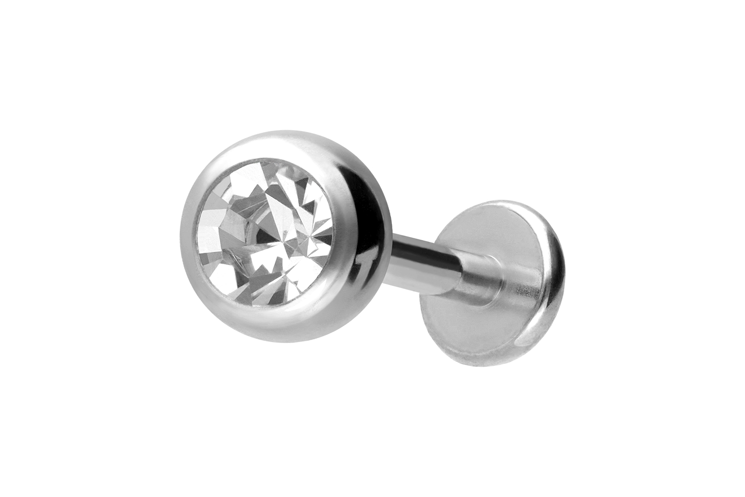 Titan Labret Piercing mit Innengewinde KRISTALL